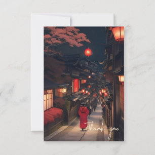 Carte De Remerciements Kyoto Night Lantern Walk Thank You Card