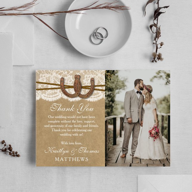 Carte De Remerciements La collection de mariage Kraft, dentelle et fer à  (Créateur téléchargé)