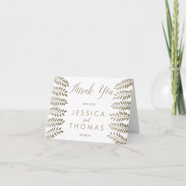 Carte De Remerciements La collection de mariage Monochrome Fern Woodland (Devant)