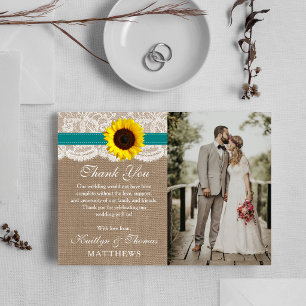 Carte De Remerciements La Collection de Mariage Tournesol Rustique - Sarc