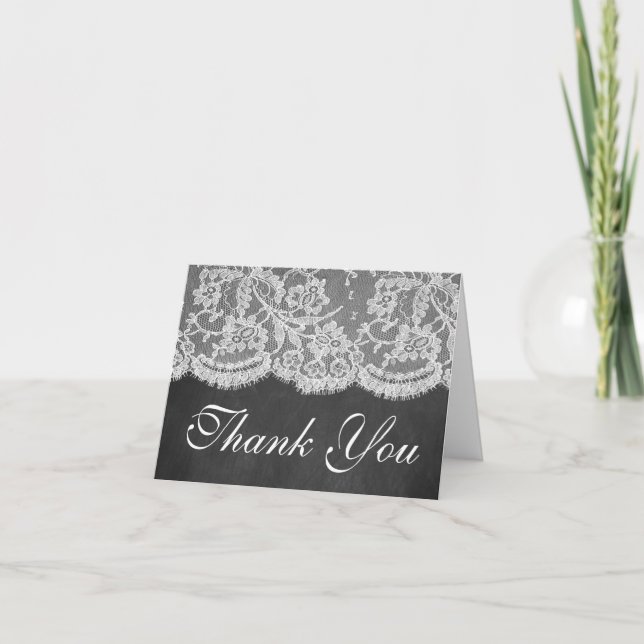 Carte De Remerciements La collection de Mariages Chalkboard & Lace (Devant)