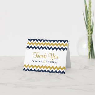 Carte De Remerciements La collection Mariage moderne Chevron - Marine & G