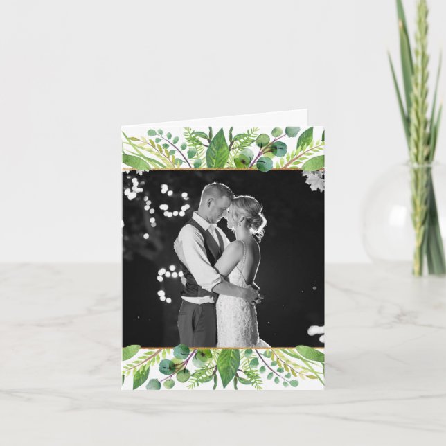 Carte De Remerciements La Collection Mariage Verdure & Or (Devant)