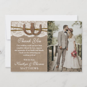 Carte De Remerciements La collection Rustic Horseshoe Mariage Photo