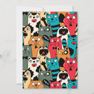 Carte De Remerciements La Crowd of cats