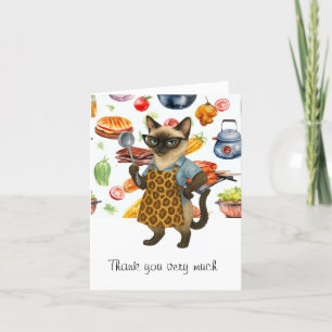 Carte De Remerciements La dame du déjeuner sert de la nourriture