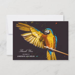 Carte De Remerciements La faune des oiseaux jaunes Joli Macaw