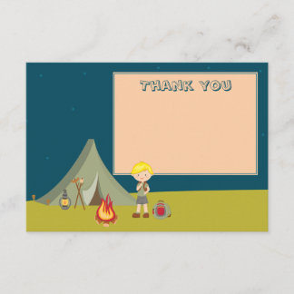 Carte De Remerciements La fête d'anniversaire du camping du garçon vous