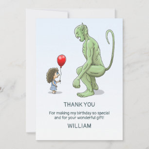 Carte De Remerciements La Fille et le Grand Gobelin Vert