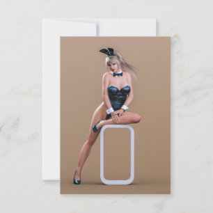Carte De Remerciements La fille lapin de Pâques assise sur un cube rond