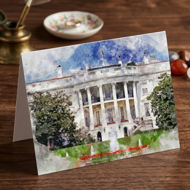 Carte De Remerciements La Maison Blanche à Washington DC – Façade Sud (The White House in Washington DC – Southern Facade. Thank You Card)