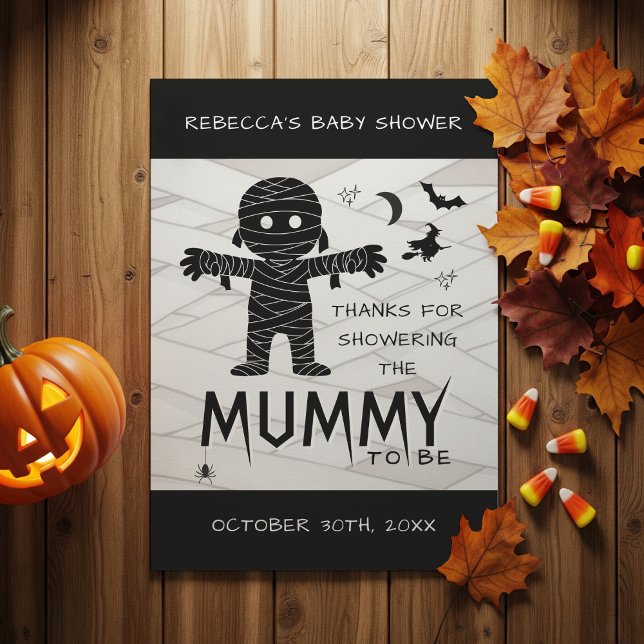Carte De Remerciements La maman doit être le Baby shower d'Halloween Phot (Mummy to Be Halloween Baby Shower Photo Thank You Card
)