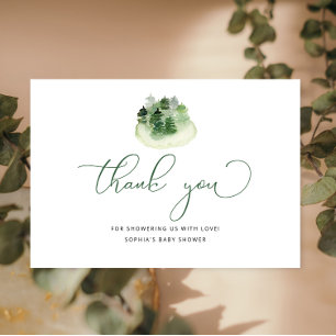 Carte De Remerciements La nature d'hiver baby shower forestier vert
