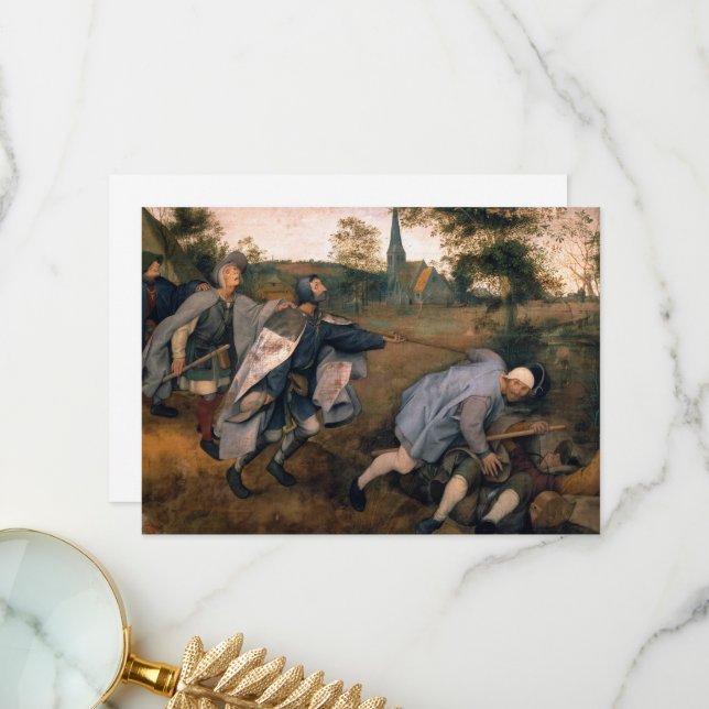 Carte De Remerciements La parabole des aveugles par Pieter Bruegel (Devant/Arrière en situation)