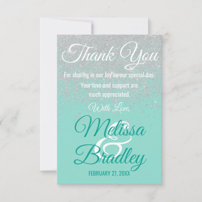 Carte De Remerciements La Parties scintillant blanche de verre étincelle  (Devant)