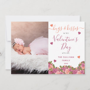 Carte De Remerciements La photo florale de Valentine d'aquarelle étreint
