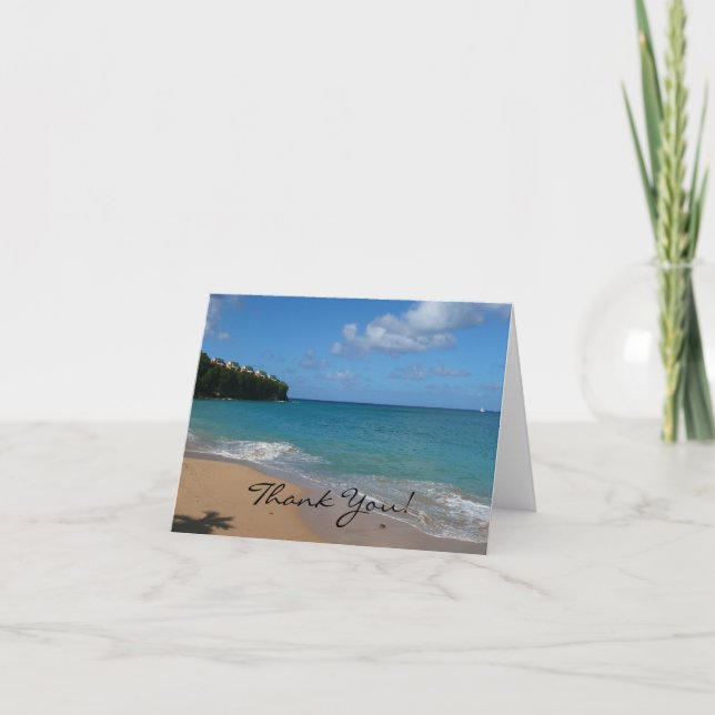 Carte De Remerciements La plage de Sainte-Lucie (Devant)