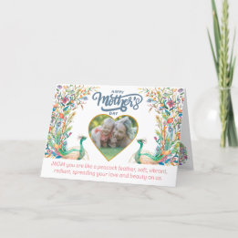 Carte De Remerciements La plume de Peacock comme l'amour de maman Fête de