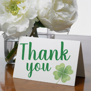 Carte De Remerciements La Saint-Patrick Clover à 4 feuilles Trèfle