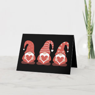 Carte De Remerciements La Saint-Valentin Trois Adorables Gnomes Tenant un