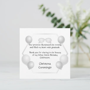 Carte De Remerciements La Soirée Blanche de Fête d'Anniversaire