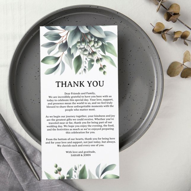 Carte De Remerciements La verdure botanique Tables de Réception de Mariag (Créateur téléchargé)