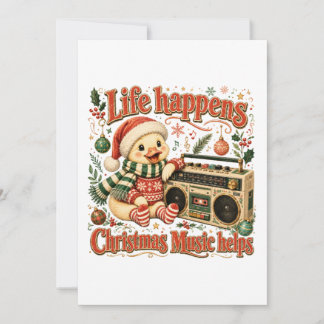 Carte De Remerciements La vie arrive, la musique de Noël aide