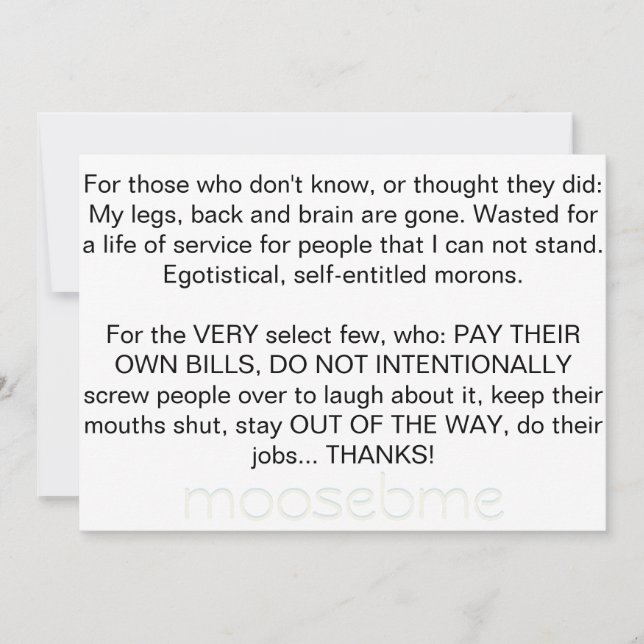 Carte De Remerciements La vie des ordures (Devant)