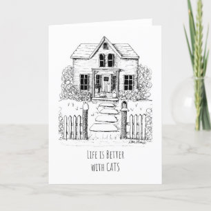 Carte De Remerciements La vie est meilleure avec les chats, dessin Amoure