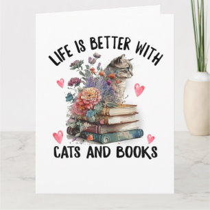 Carte De Remerciements La vie est meilleure avec les chats et les livres