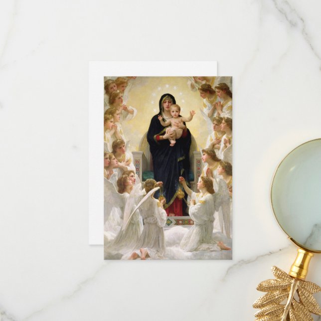 Carte De Remerciements La Vierge aux anges - William-Adolphe Bouguereau (Devant/Arrière en situation)