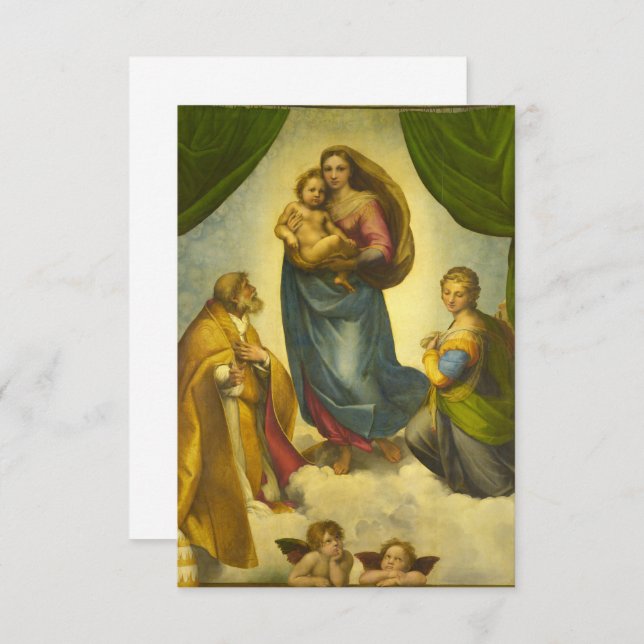 Carte De Remerciements La Vierge Sixtine de Raphael (Devant / Derrière)