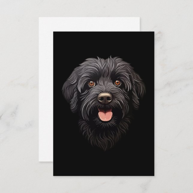 Carte De Remerciements Labradoodle Chien noir (Devant / Derrière)