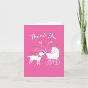 Carte De Remerciements Labrador Chien Baby shower Rose Girl Lab