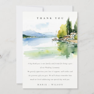 Carte De Remerciements Lac de Genève Suisse paysage aquarelle Mariage