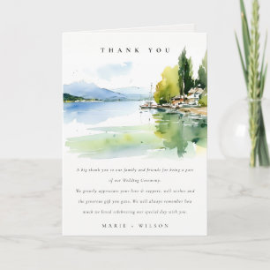 Carte De Remerciements Lac de Genève Suisse paysage aquarelle mariage