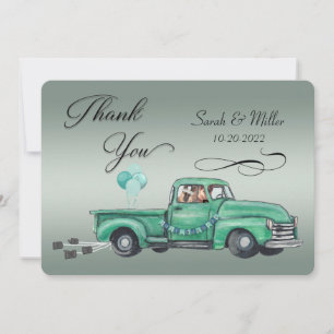 Carte De Remerciements L'adorable berger allemand dans un pick-up Vintage