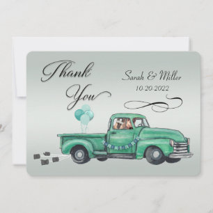 Carte De Remerciements L'adorable berger allemand dans un pick-up Vintage