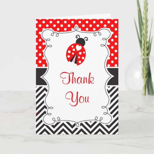 Carte De Remerciements Ladybug Ladybird Birthday Party Thank You (Devant)