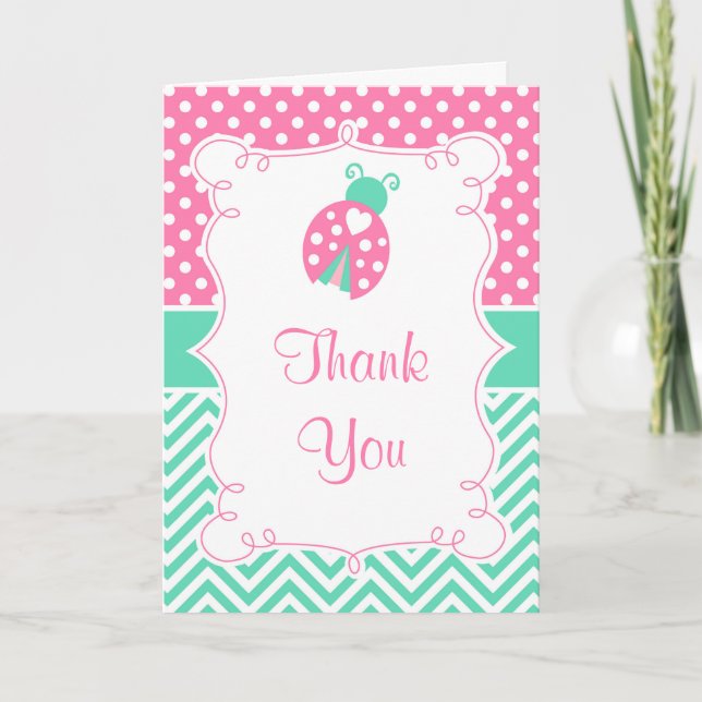 Carte De Remerciements Ladybug Ladybird Birthday Party Thank You (Devant)