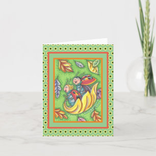 CARTE DE REMERCIEMENTS LADYBUGS QUI RETOURNENT SUR LES FEUILLES D'AUTOMNE