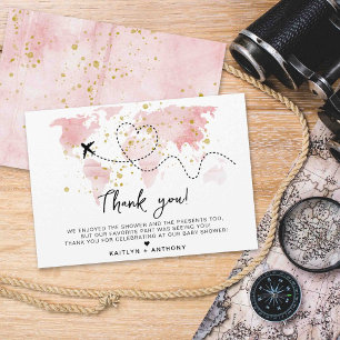 Carte De Remerciements "Laissons Commencer L'Aventure !" Baby shower Cart