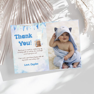 Carte De Remerciements Lait Et Cookies Boy Anniversaire Photo