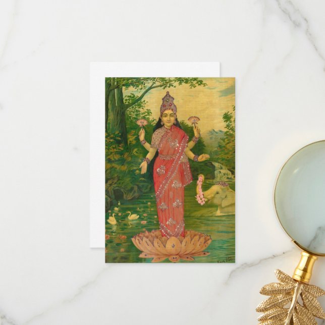 Carte De Remerciements Lakshmi par Raja Ravi Varma (Devant/Arrière en situation)