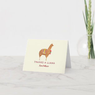 Carte De Remerciements Lama Alpaga Élégant Mignon Animal Illustré à la Ma