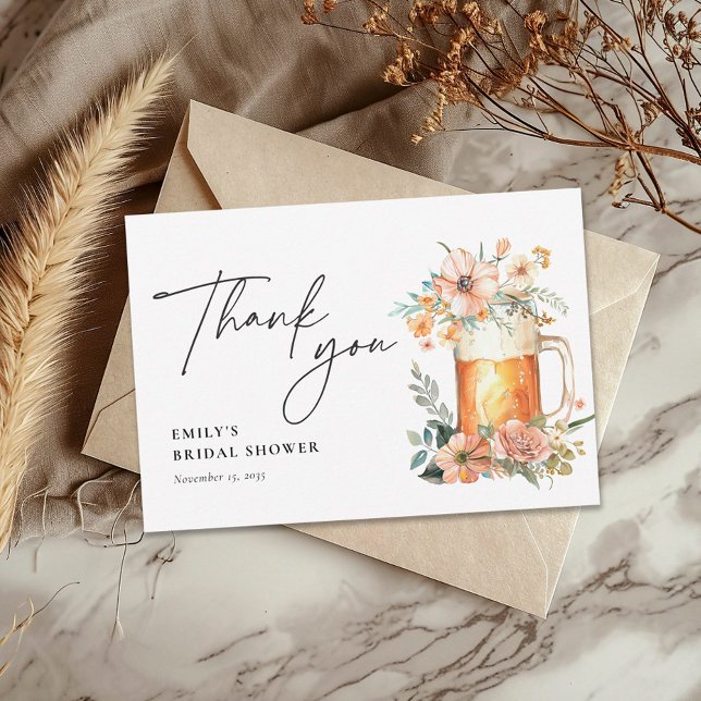 Carte De Remerciements L'amour brasse la Fête des mariées florale (Créateur téléchargé)