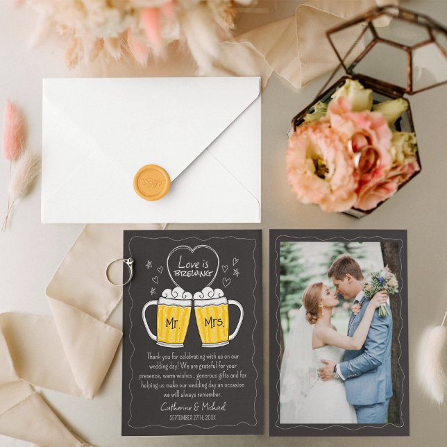 Carte De Remerciements L'amour brasse la main tiré Mariage de tableau de  (Créateur téléchargé)