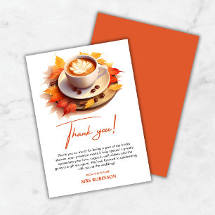Carte De Remerciements L'amour d'automne est en train de préparer un café