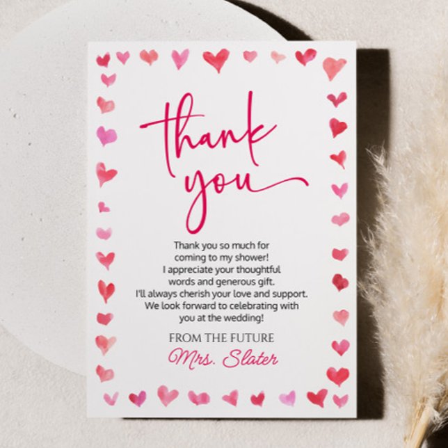 Carte De Remerciements L'amour est dans l'air Fête de mariage coeurs roug (Créateur téléchargé)