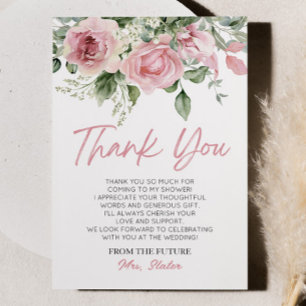 Carte De Remerciements L'Amour Est En Fleur Rose Fleurie Fête De Mariage